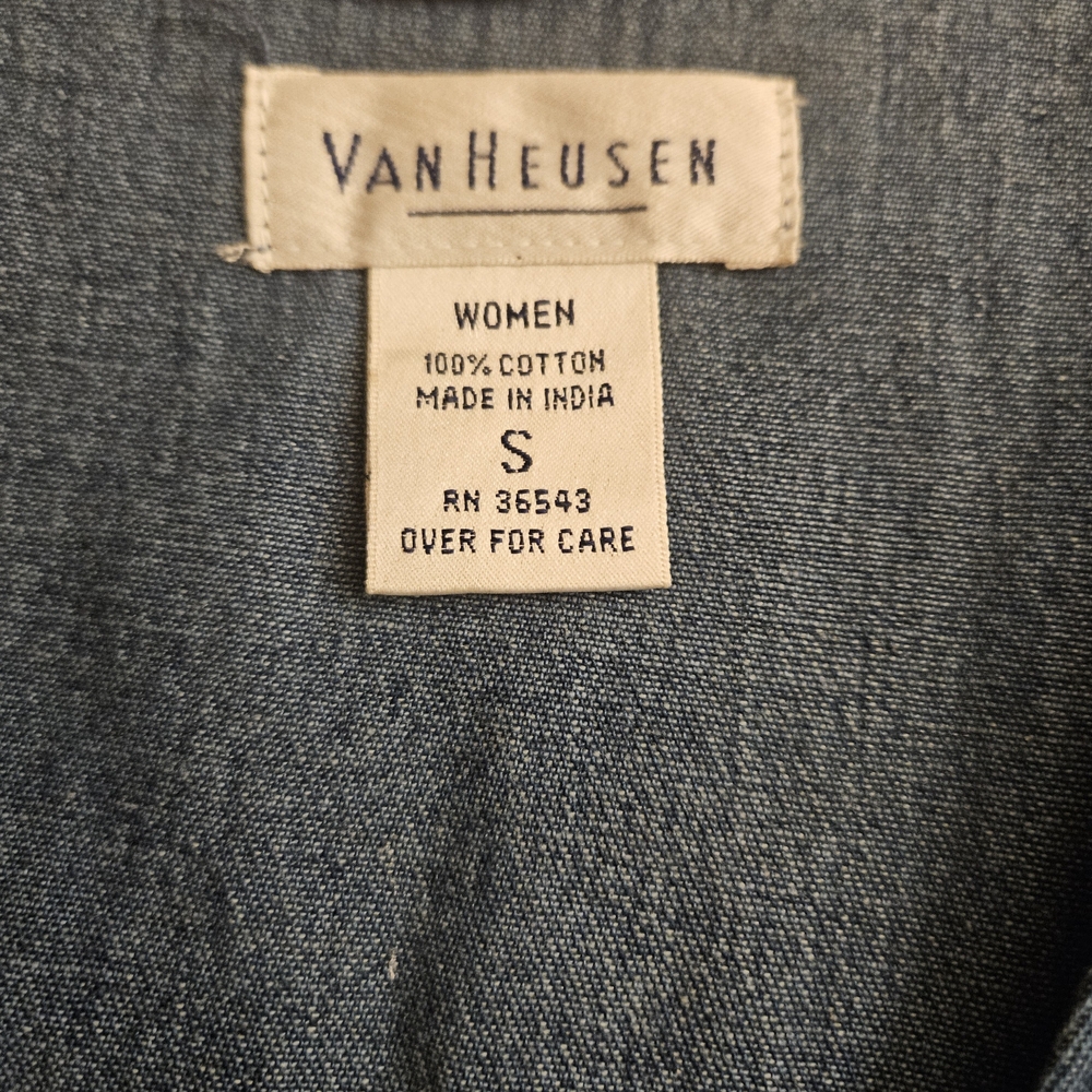 Wildfower Floral Embroidered Denim Vest by Van Huesen. Button Front. S. - Picture 5 of 8